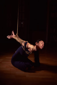 Beautiful woman tied up in traditional Japanese Bondage