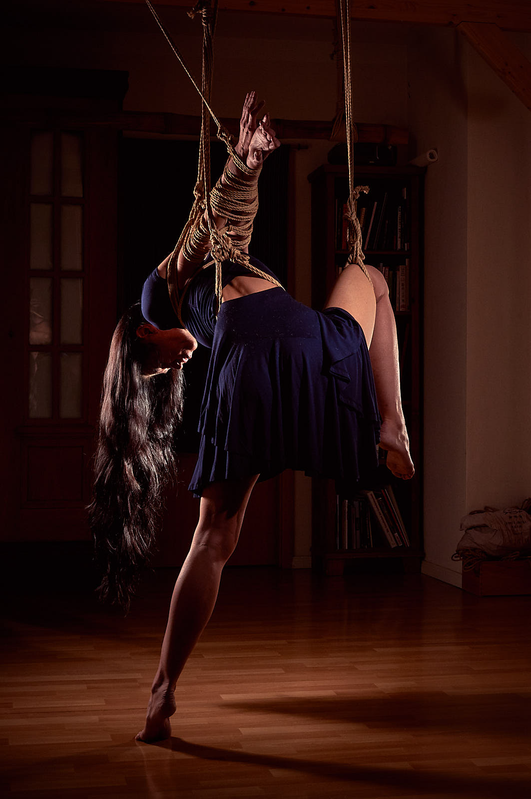 Beautiful woman tied up in traditional Japanese Bondage